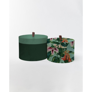 Sada 2 okrúhlych úložných boxov zo zamatu Velvet Atelier Flowers