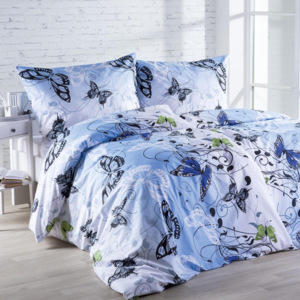 Bavlnená posteľná súprava Butterfly modrá