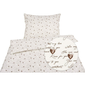 Goldea flanelové posteľné obliečky - vzor 590 zamilované texty 140 x 220 a 90 x 70 cm