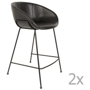 Sada 2 čiernych barových stoličiek Zuiver Feston, výška sedu 65 cm