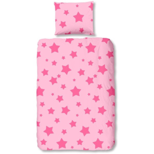 Ružové detské obliečky na jednolôžko z bavlny Good Morning Pink, 140 × 200 cm