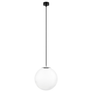 Biele stropné svietidlo s čiernym káblom a detailom v striebornej farbe Sotto Luce Tsuri, ∅ 30 cm