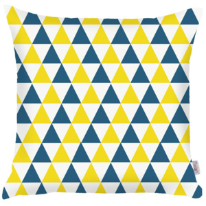 Modro-žltá obliečka na vankúš Apolena Triangles, 43 × 43 cm
