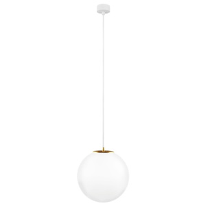 Biele stropné svietidlo s bielym káblom a detailom v zlatej farbe Sotto Luce Tsuri, ∅ 30 cm