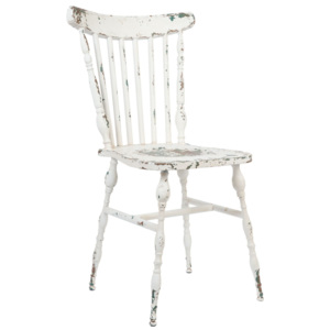 Kovová biela stolička Retro s patinou - 47 * 46 * 89 cm