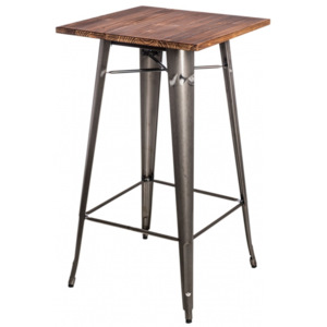 Kovový barový stôl Paris s drevenou doskou, borovica