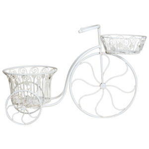 Biely železný stojan na kvetiny Crido Consulting Bicycle
