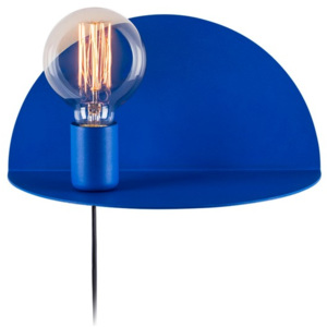Modrá nástenná lampa s poličkou Shelfie Anna
