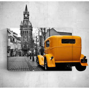 Nástenný 3D obraz Mosticx Yellow Retro Car In City, 40 × 60 cm