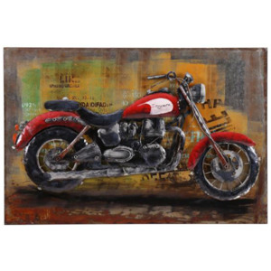 Ručne zváraný a maľovaný obraz z kovu 1220x80x820 Red Triumph Motorbike