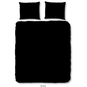 Čierne obliečky na jednolôžko z bavlny Good Morning Basso Uni, 140 × 200 cm