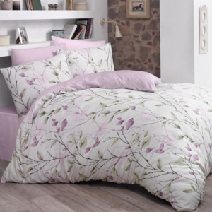 Bavlnené posteľné obliečky Blosom ružové štandardná dĺžka