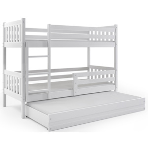 BMS Poschodová detská posteľ Carino s prístelkou 80x190 Farba: Biela