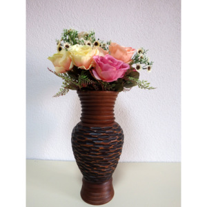 Drevená váza ROSA - hnedá