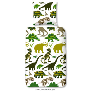Detské obliečky na jednolôžko z bavlny Muller Textiels Good Morning Dinosaurus, 140 × 200 cm
