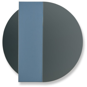 Modro-sivé nástenné zrkadlo z dubového dreva HARTÔ Charlotte, Ø 60 cm