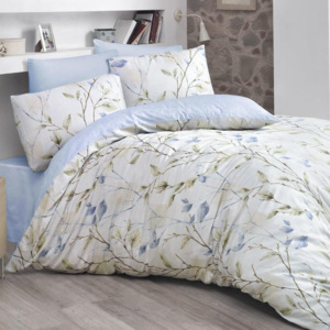 Bavlnené posteľné obliečky Blosom modré