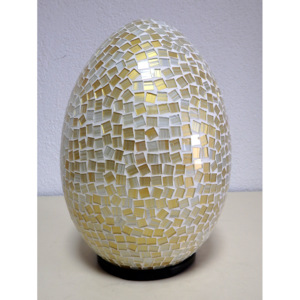 Stolná luxusná dizajnová lampa ART bielo-zlatá , EGG -M