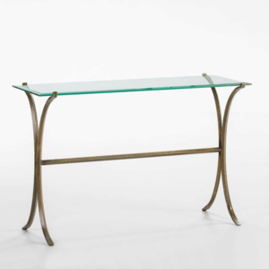 Konzolový stolík zo skla a železa Thai Natura, 112 × 73 cm
