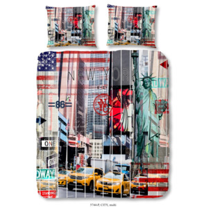 Obliečky na dvojlôžko z bavlneného saténu Descanso Homel City, 200 × 240 cm