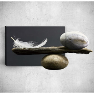 Nástenný 3D obraz Mosticx Feather With Pebbles, 40 × 60 cm