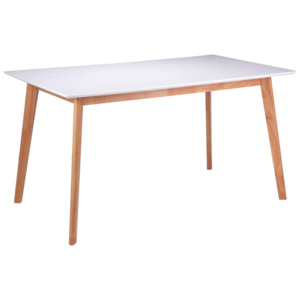 Biely jedálenský stôl s nohami z dreva kaučukovníka sømcasa Marie, 140 x 80 cm