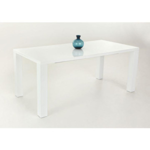 TEMPO KONDELA Jedálenský stôl rozkladací, biela vysoký lesk HG, ASPER TYP 1