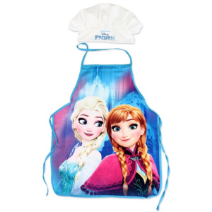 Setino · Detská zástera s kuchárskou čiapkou Ľadové kráľovstvo - Frozen - s Annou a Elsou - veľkosť pre dievčatá 3 - 8 rokov