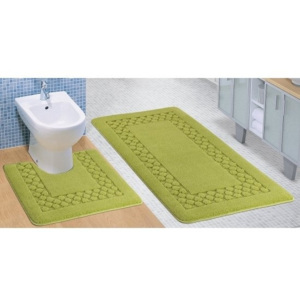 Kúpeľňové predložky Rozmer 60x100 + 60x50 zelený rám