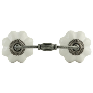 Keramická úchytka biela kvetina - 12 * 4 cm