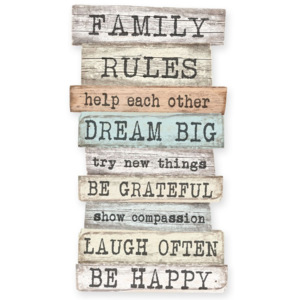 Dekoratívna ceduľa Little Nice Things Family Rules, 50 × 30 cm