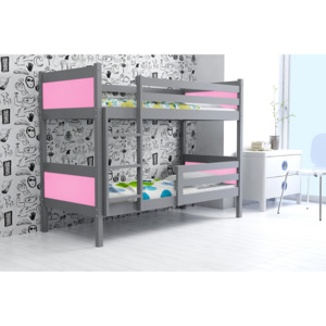 BMS Detská poschodová posteľ Rino 2 - 90 x 200 grafit Farba: Ružová