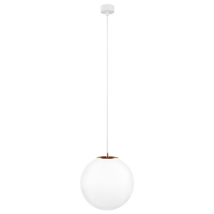 Biele stropné svietidlo s bielym káblom a detailom v medenej farbe Sotto Luce Tsuri, ∅ 30 cm