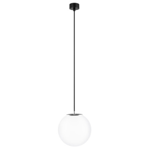 Biele stropné svietidlo s čiernym káblom a detailom v striebornej farbe Sotto Luce Tsuri, ∅ 25 cm