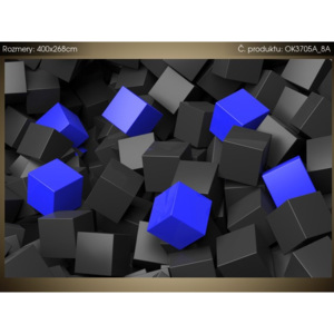 Samolepiaca fólia Čierno - modré kocky 3D 400x268cm OK3705A_8A