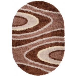 Kusový koberec Shaggy Uberto hnedý ovál, Velikosti 80x150cm