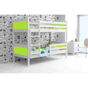 BMS Detská poschodová posteľ Rino 2 - 90 x 200 biela Farba: Zelená