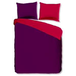 Fialovo-ružové bavlnené posteľné obliečky Uni, 140 x 200 cm