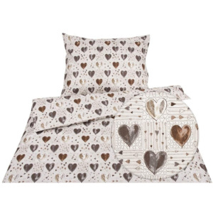 Goldea flanelové posteľné obliečky - vzor 589 srdce 140 x 220 a 90 x 70 cm