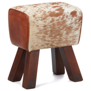 Stolička z masívneho dreva s koženým poťahom Interlink Caldera
