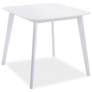 Biely stôl s nohami z kaučukového dreva Signal Sigma, 80 × 80 cm