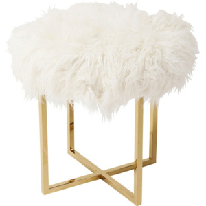 Biela stolička s detailami v zlatej farbe Kare Design Mr Fluffy