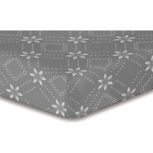 Sivá elastická plachta so vzorom DecoKing Hypnosis Snowynight, 90 × 200 cm