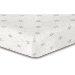Biela elastická plachta so vzorom DecoKing Hypnosis Snowynight, 160 × 200 cm