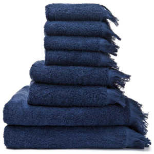 Set 6 modrých bavlnených uterákov a 2 osušiek Casa Di Bassi Bath
