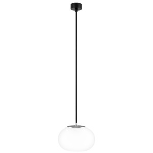 Biele stropné svietidlo s čiernym káblom a detailom v striebornej farbe Sotto Luce Dosoi