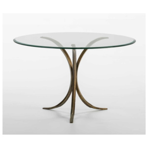 Jedálenský stôl zo skla a železa Thai Natura, Ø 120 × 77 cm