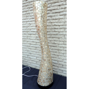 Stojacia lampa béžová z pravej perlete 104 cm