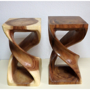 Príručný stolík / taburetka masívne exotické drevo