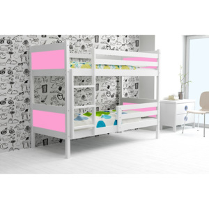 BMS Detská poschodová posteľ Rino 2 - 90 x 200 biela Farba: Ružová